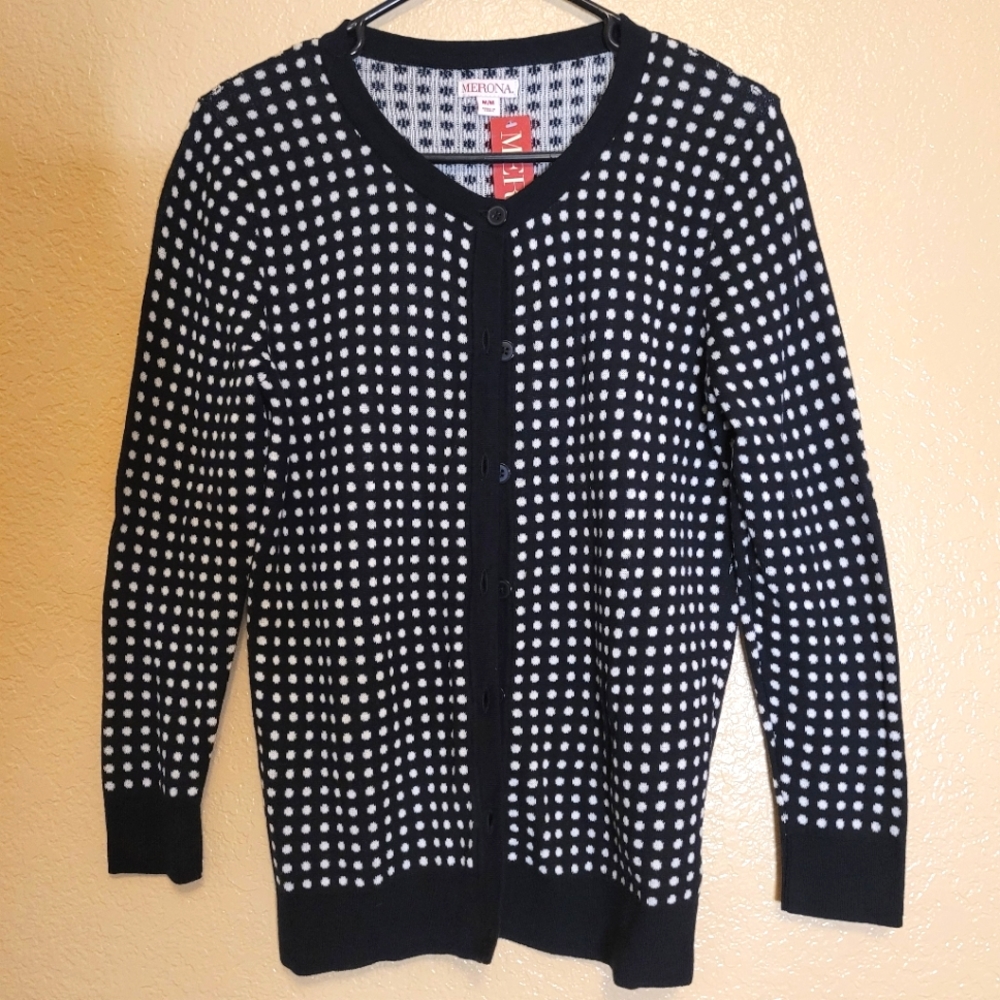 Merona Women Polka-dot Cardigan Size M